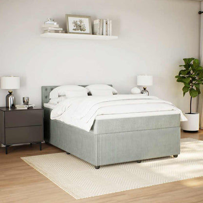Giroletto a Molle con Materasso Grigio Chiaro 160x200cm Velluto