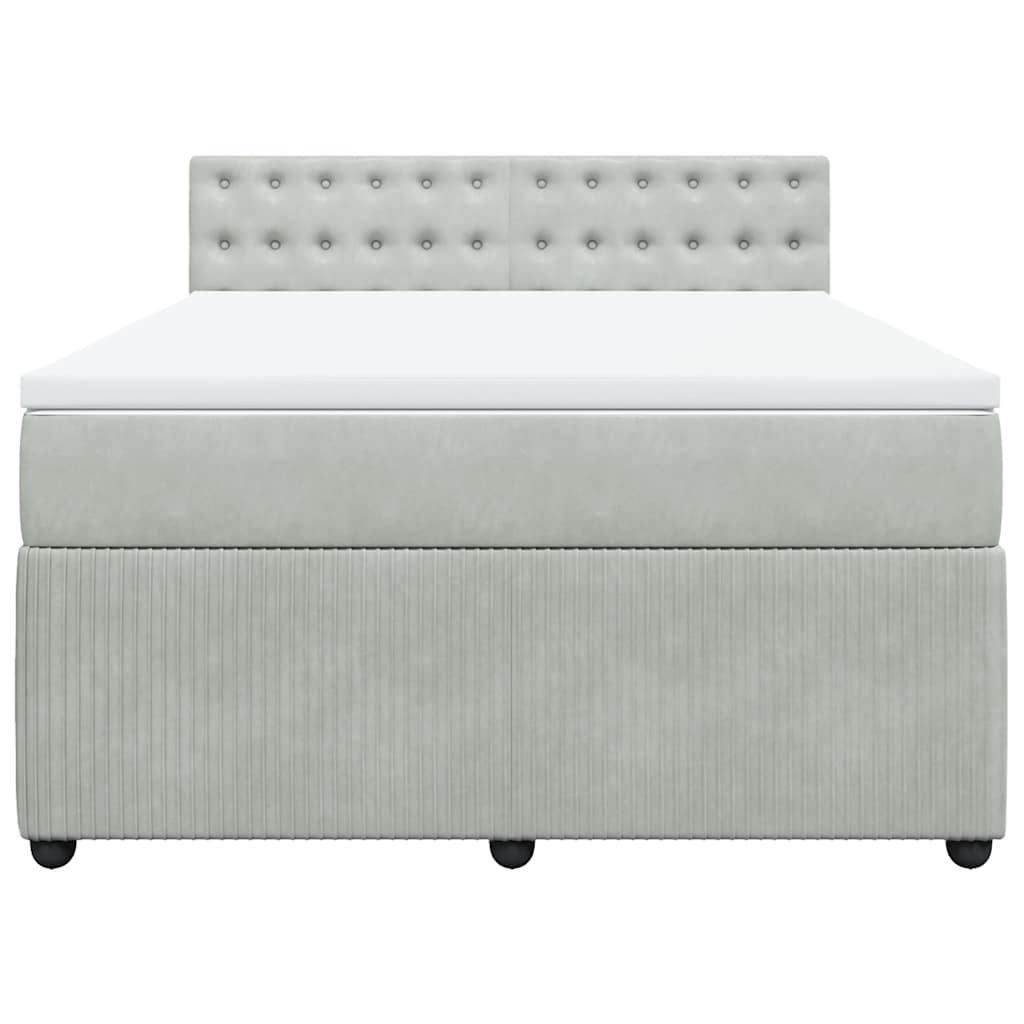 Giroletto a Molle con Materasso Grigio Chiaro 160x200cm Velluto