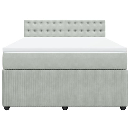 Giroletto a Molle con Materasso Grigio Chiaro 160x200cm Velluto