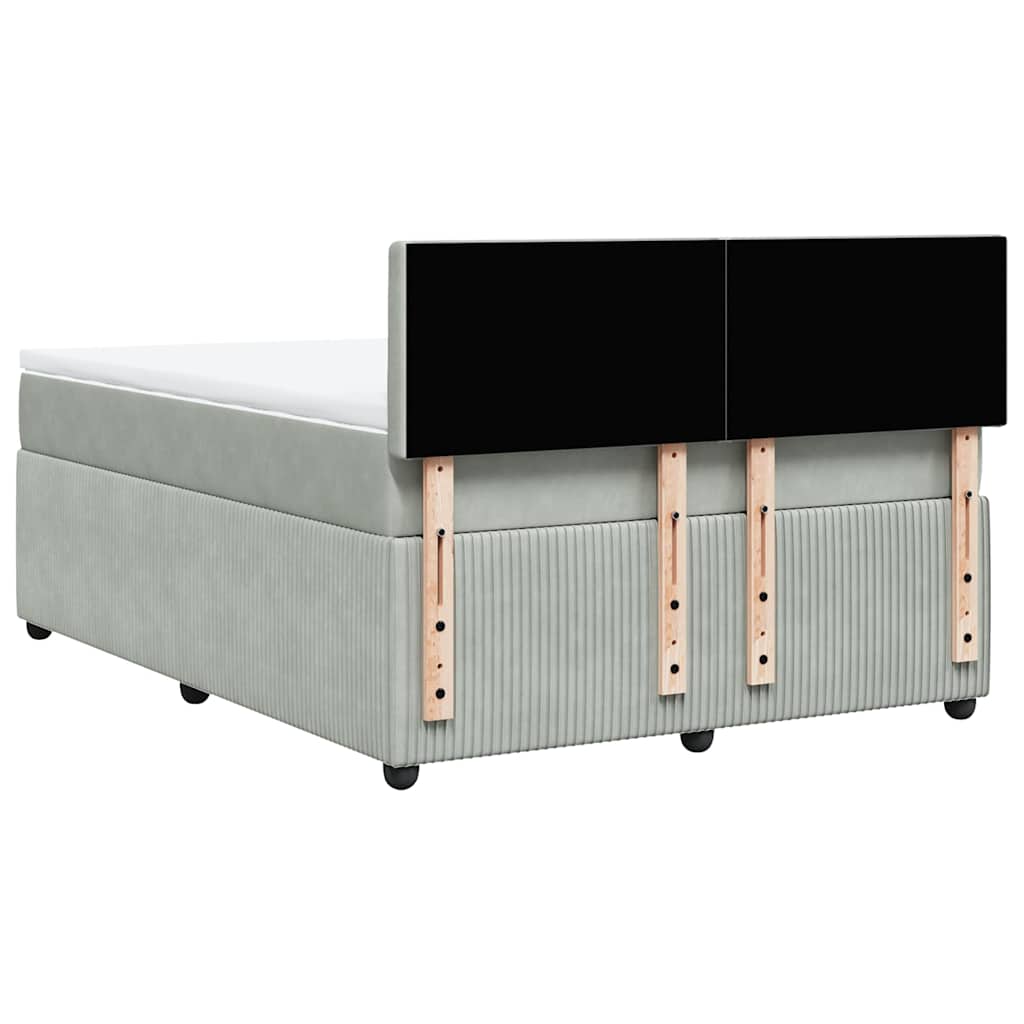 Giroletto a Molle con Materasso Grigio Chiaro 160x200cm Velluto