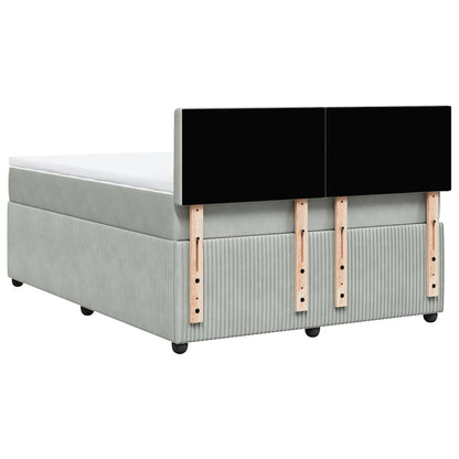Giroletto a Molle con Materasso Grigio Chiaro 160x200cm Velluto