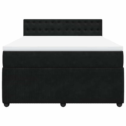 Giroletto a Molle con Materasso Nero 160x200 cm in Velluto - homemem39