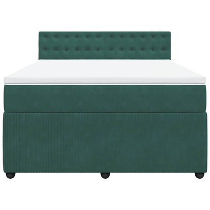 Giroletto a Molle con Materasso Verde Scuro 160x200 cm Velluto - homemem39