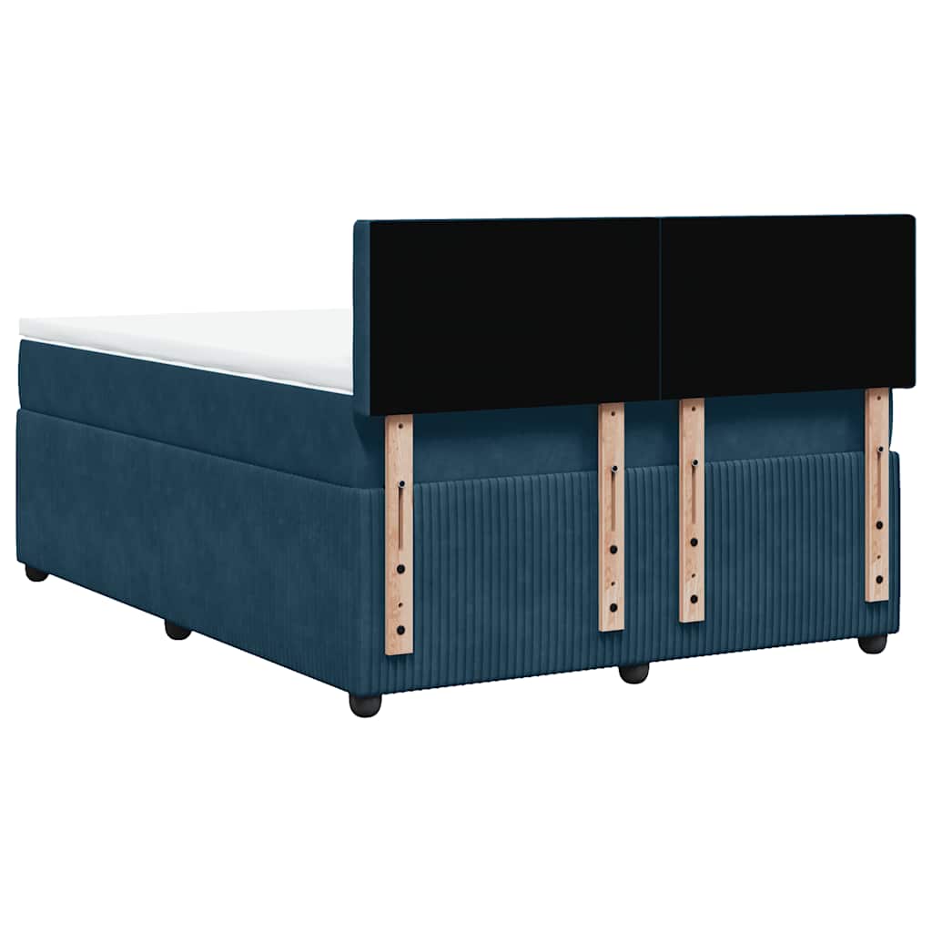 Giroletto a Molle con Materasso Blu 160x200 cm in Velluto