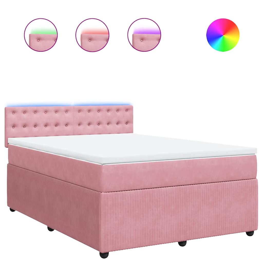 Giroletto a Molle con Materasso Rosa 160x200 cm in Velluto