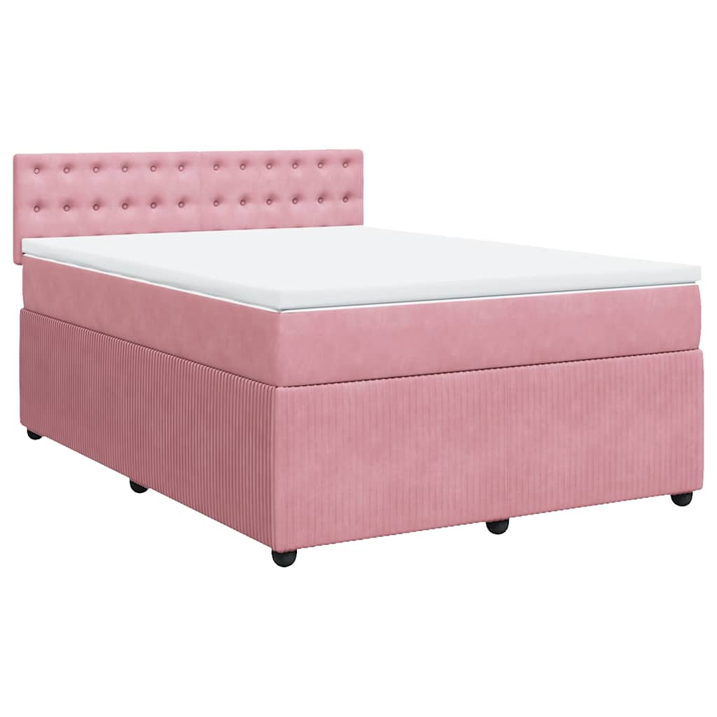 Giroletto a Molle con Materasso Rosa 160x200 cm in Velluto