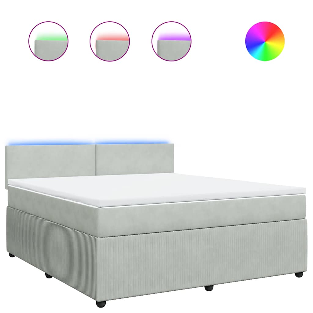 Giroletto a Molle con Materasso Grigio Chiaro 180x200cm Velluto - homemem39