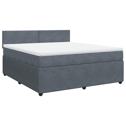 Giroletto a Molle con Materasso Grigio Scuro 180x200 cm Velluto