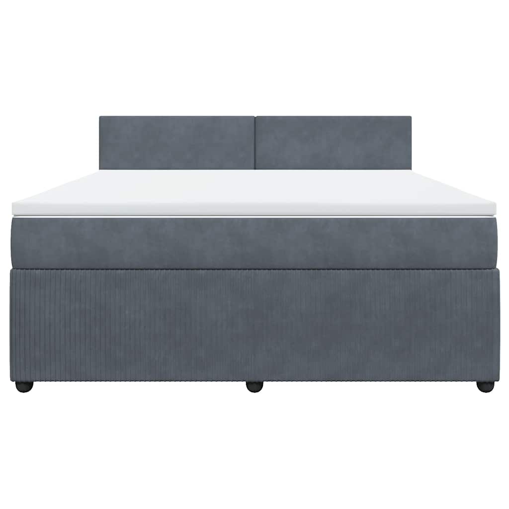 Giroletto a Molle con Materasso Grigio Scuro 180x200 cm Velluto