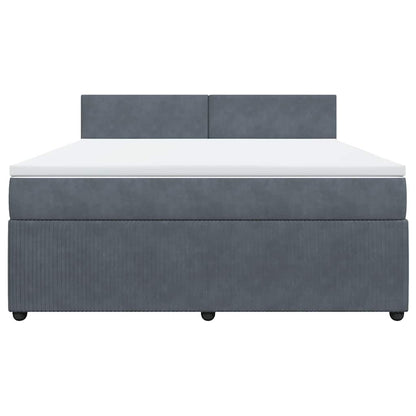 Giroletto a Molle con Materasso Grigio Scuro 180x200 cm Velluto