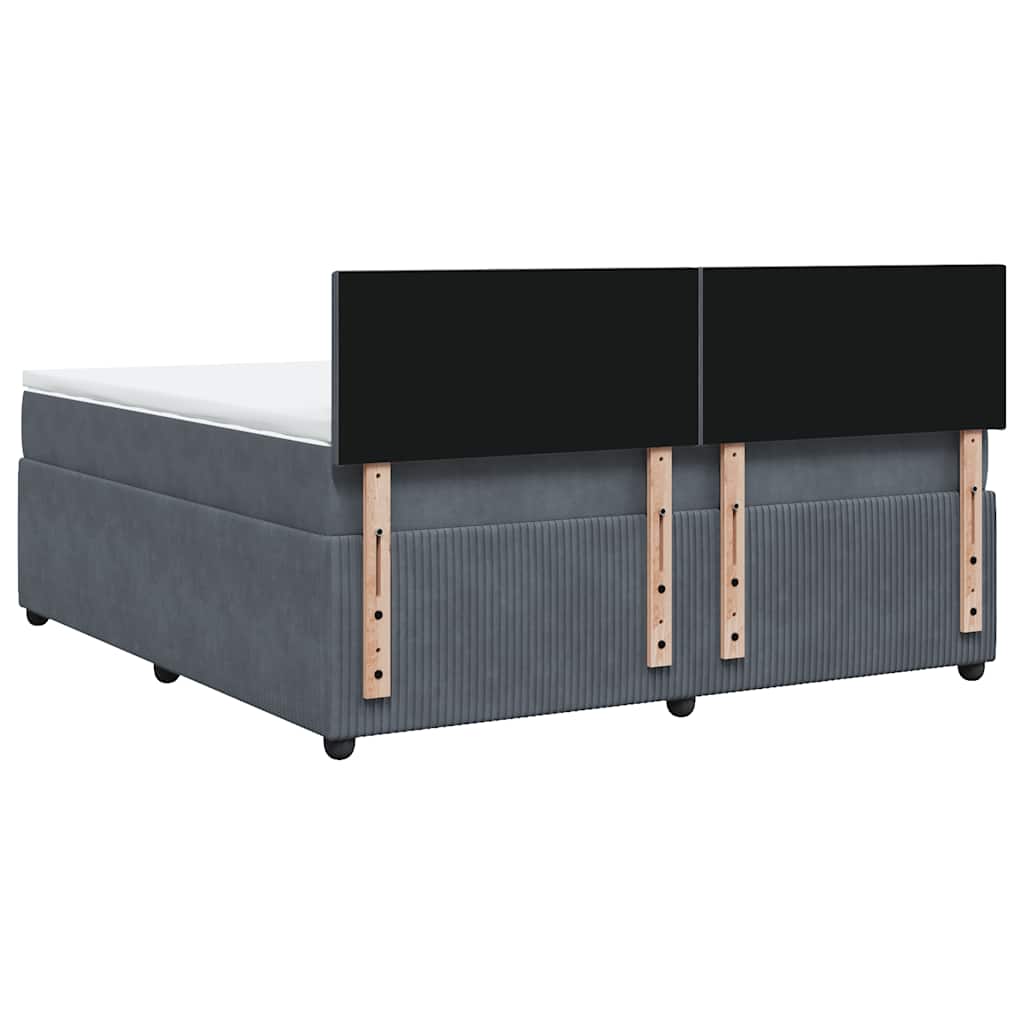 Giroletto a Molle con Materasso Grigio Scuro 180x200 cm Velluto