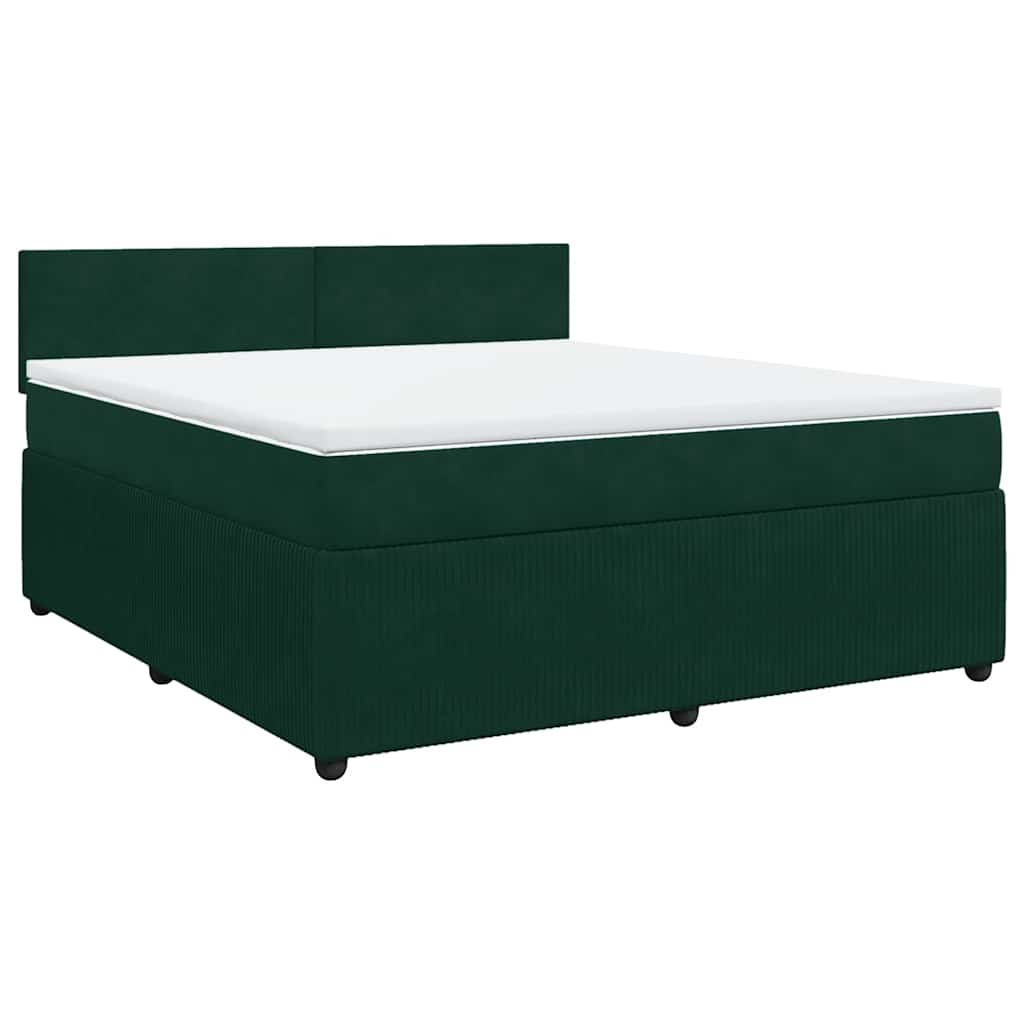 Giroletto a Molle con Materasso Verde Scuro 180x200 cm Velluto