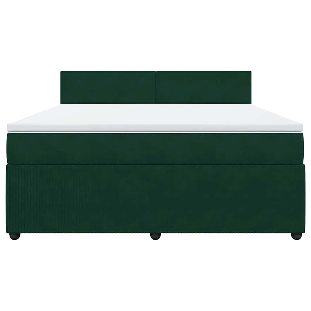 Giroletto a Molle con Materasso Verde Scuro 180x200 cm Velluto
