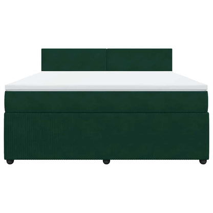 Giroletto a Molle con Materasso Verde Scuro 180x200 cm Velluto