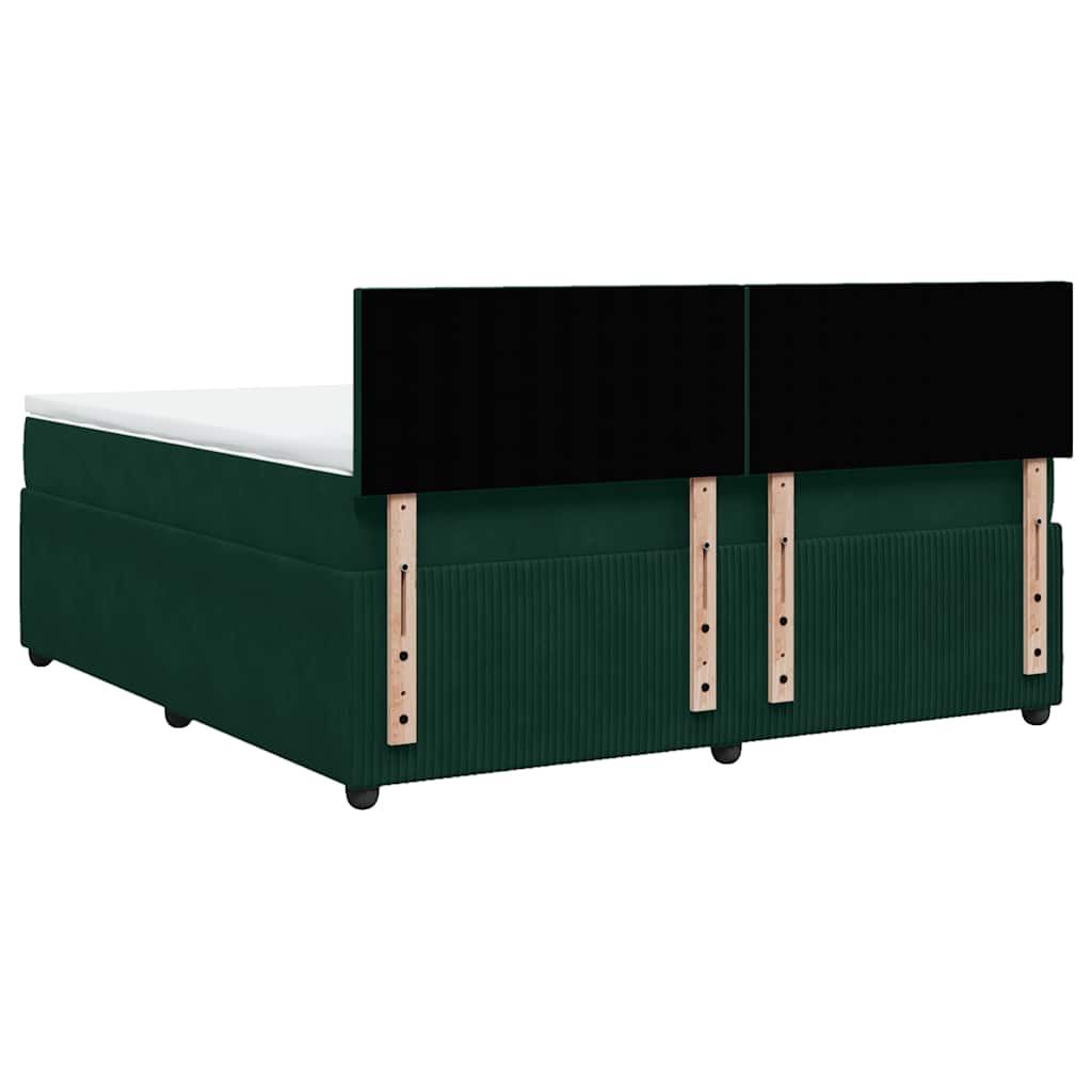 Giroletto a Molle con Materasso Verde Scuro 180x200 cm Velluto