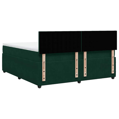 Giroletto a Molle con Materasso Verde Scuro 180x200 cm Velluto