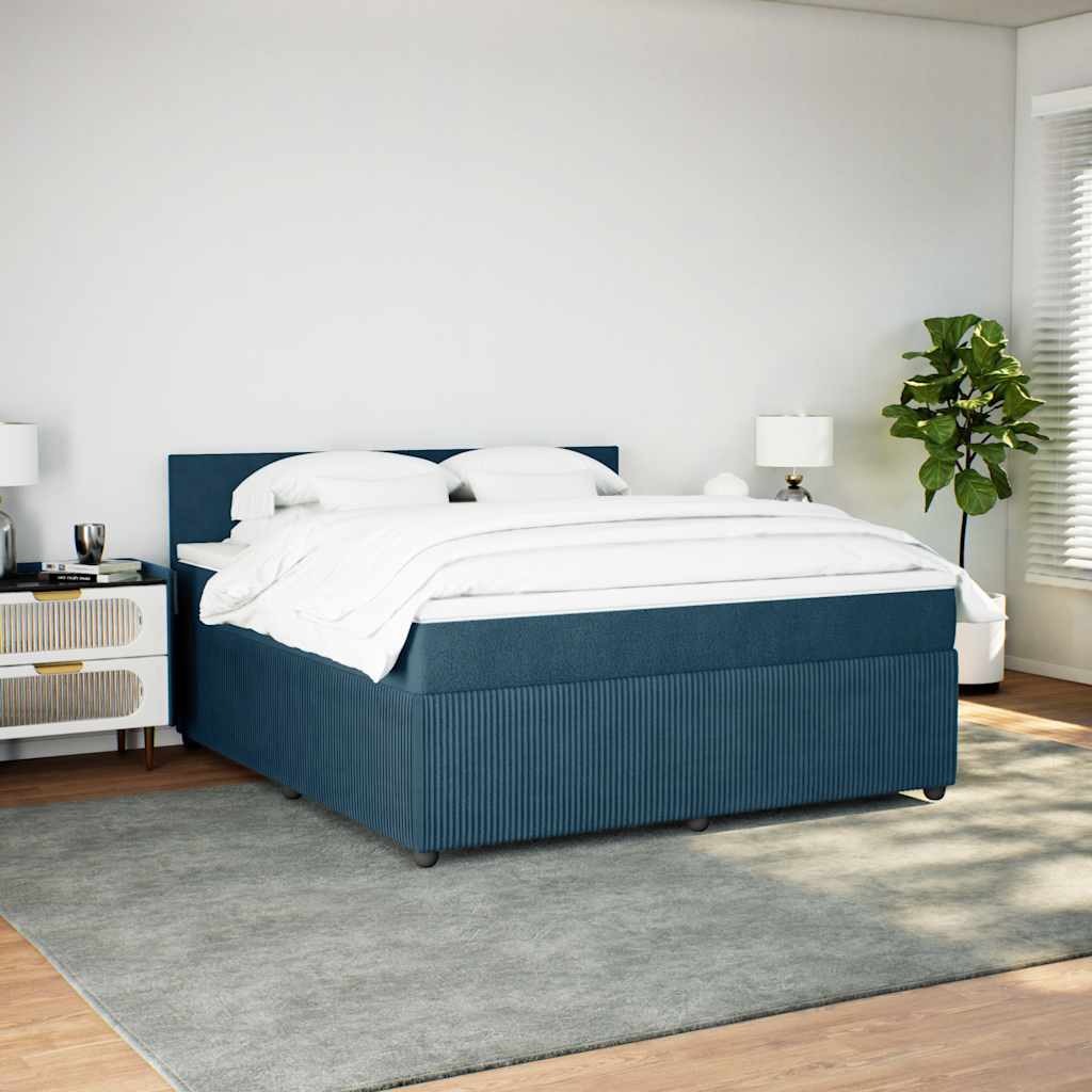 Giroletto a Molle con Materasso Blu 180x200 cm in Velluto