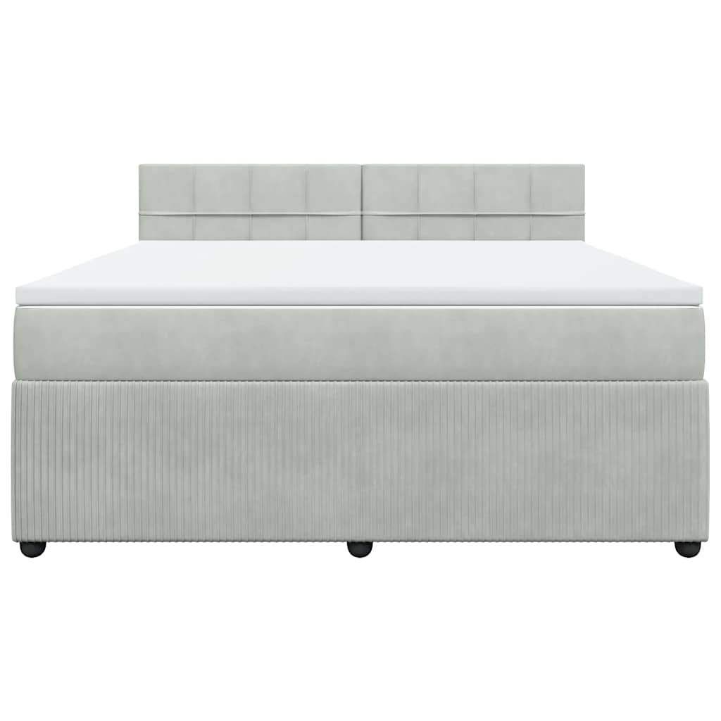 Giroletto a Molle con Materasso Grigio Chiaro 180x200cm Velluto