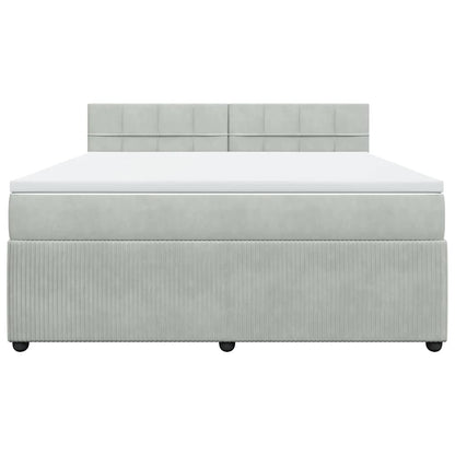 Giroletto a Molle con Materasso Grigio Chiaro 180x200cm Velluto