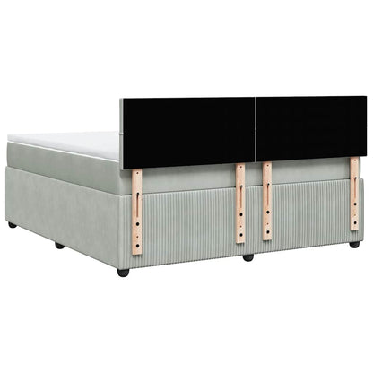 Giroletto a Molle con Materasso Grigio Chiaro 180x200cm Velluto