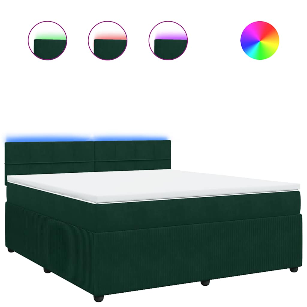Giroletto a Molle con Materasso Verde Scuro 180x200 cm Velluto