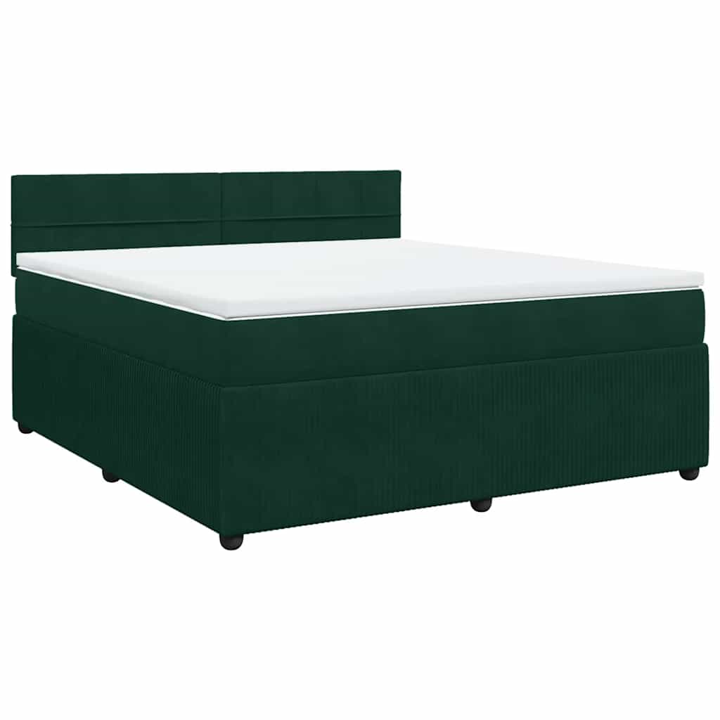 Giroletto a Molle con Materasso Verde Scuro 180x200 cm Velluto