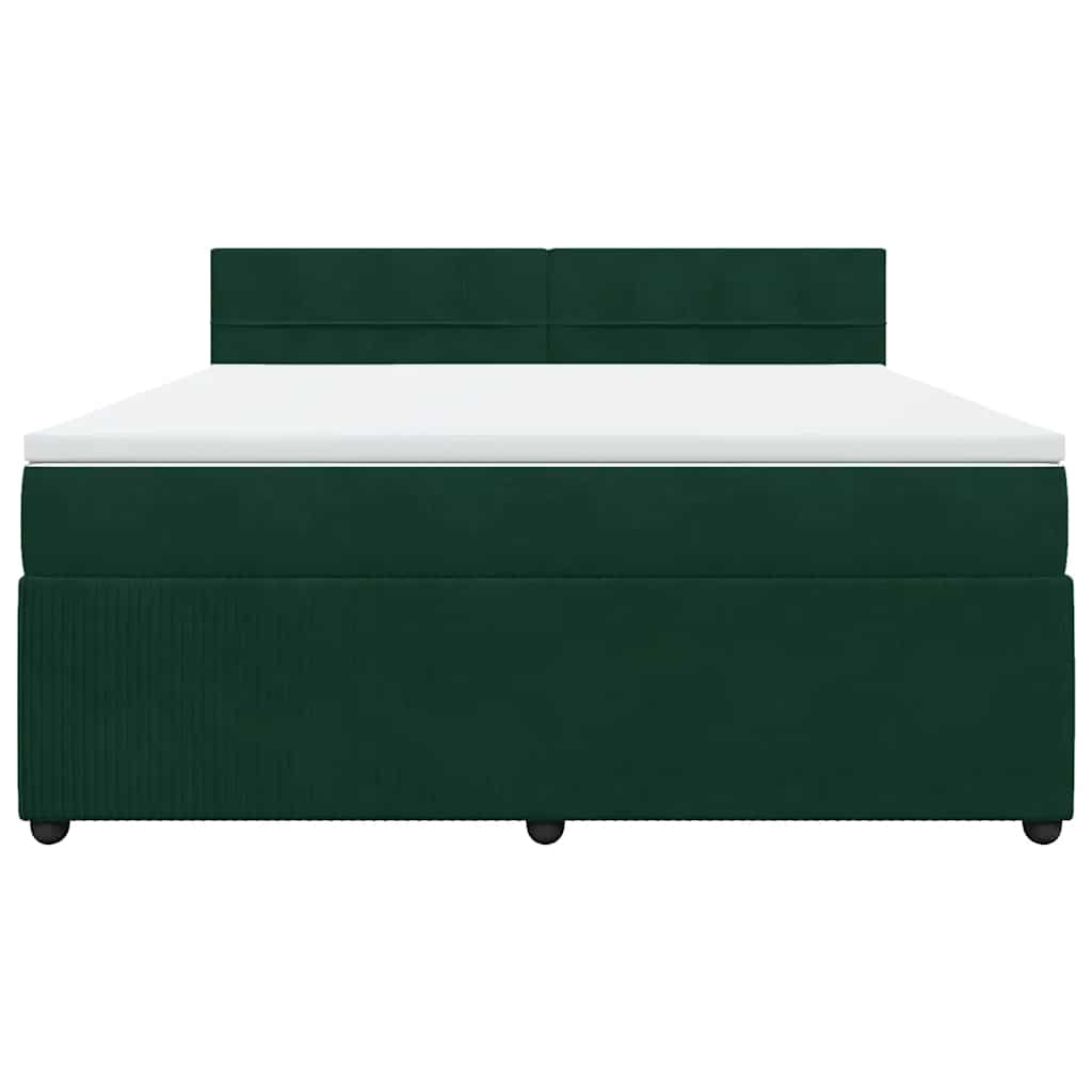 Giroletto a Molle con Materasso Verde Scuro 180x200 cm Velluto