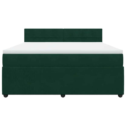 Giroletto a Molle con Materasso Verde Scuro 180x200 cm Velluto