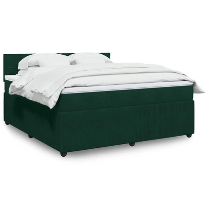 Giroletto a Molle con Materasso Verde Scuro 180x200 cm Velluto