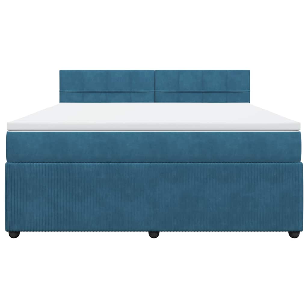 Giroletto a Molle con Materasso Blu 180x200 cm in Velluto - homemem39