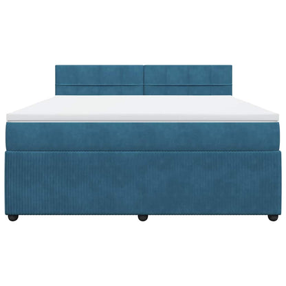 Giroletto a Molle con Materasso Blu 180x200 cm in Velluto - homemem39