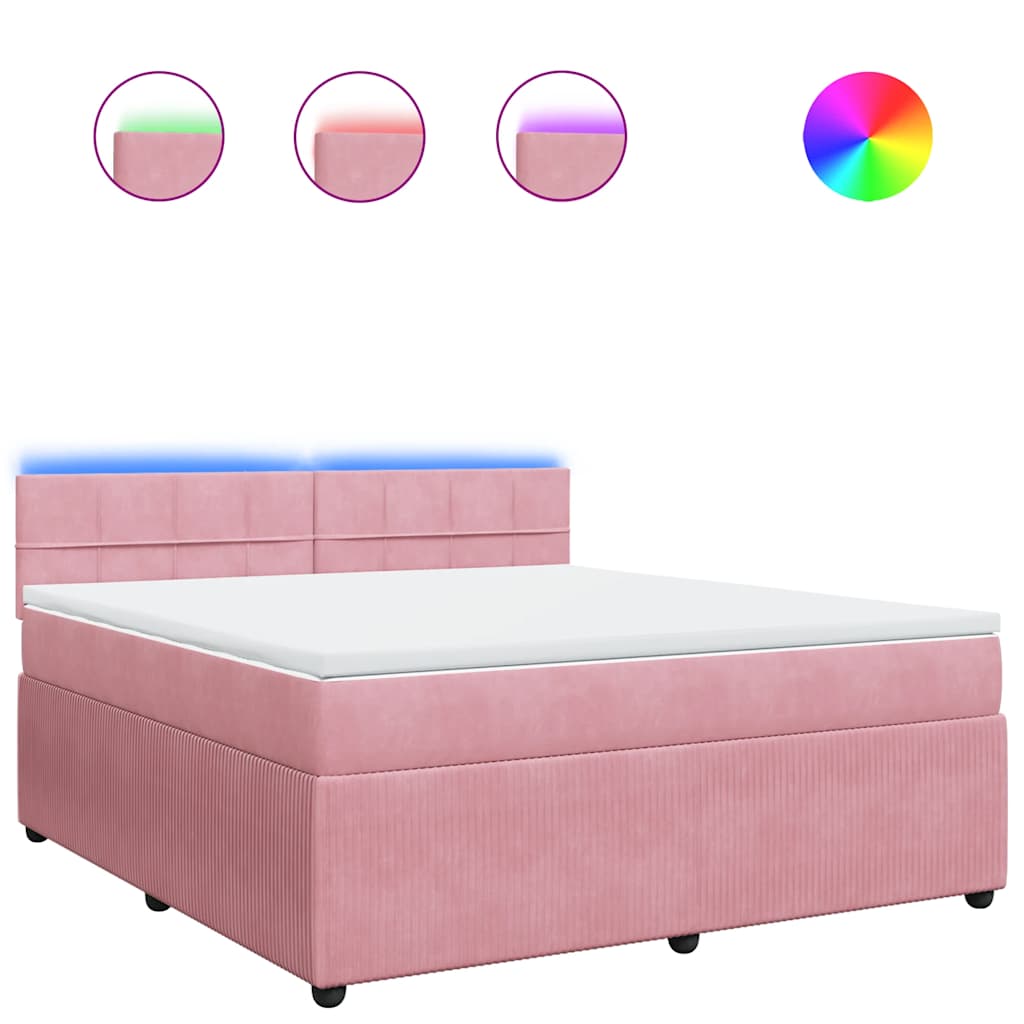 Giroletto a Molle con Materasso Rosa 180x200 cm in Velluto | homemem39