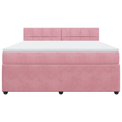 Giroletto a Molle con Materasso Rosa 180x200 cm in Velluto | homemem39