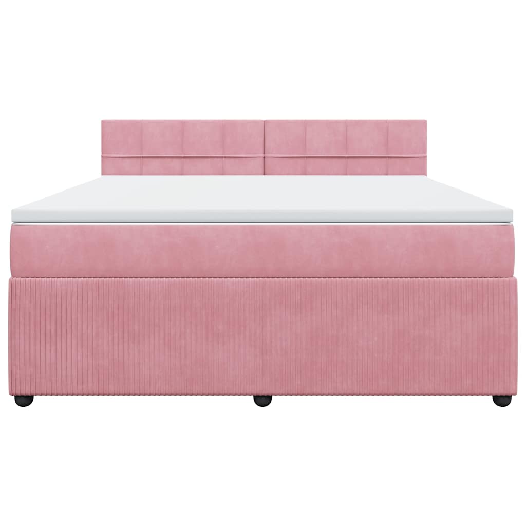 Giroletto a Molle con Materasso Rosa 180x200 cm in Velluto