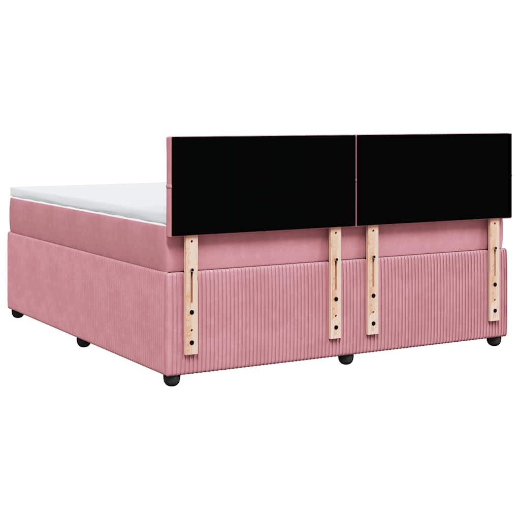 Giroletto a Molle con Materasso Rosa 180x200 cm in Velluto | homemem39