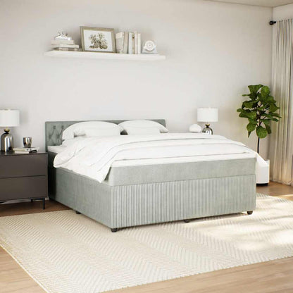 Giroletto a Molle con Materasso Grigio Chiaro 180x200cm Velluto