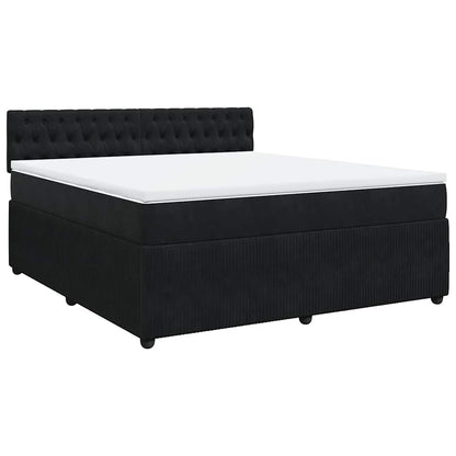 Giroletto a Molle con Materasso Nero 180x200 cm in Velluto