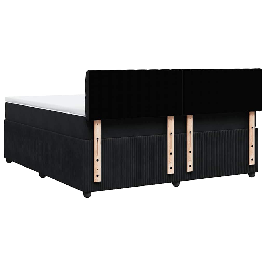 Giroletto a Molle con Materasso Nero 180x200 cm in Velluto
