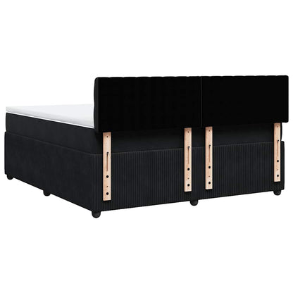 Giroletto a Molle con Materasso Nero 180x200 cm in Velluto