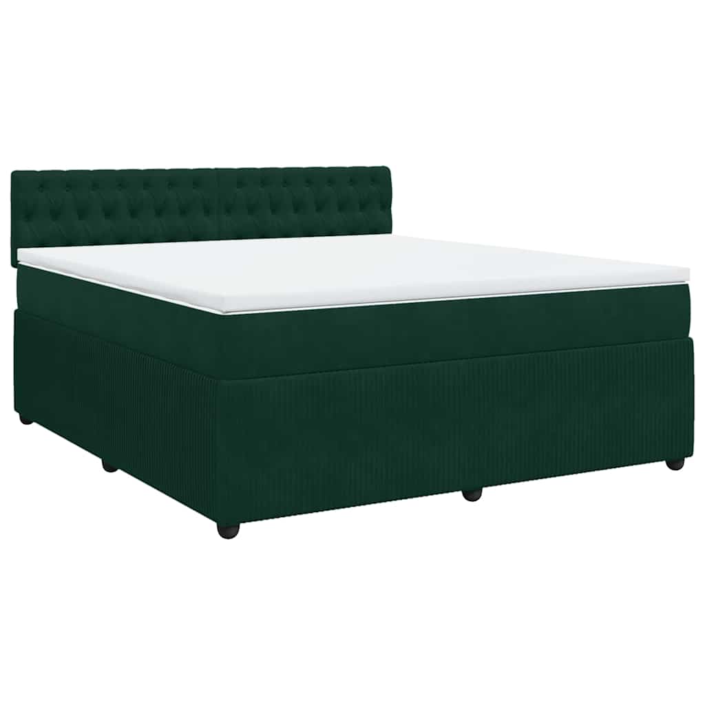 Giroletto a Molle con Materasso Verde Scuro 180x200 cm Velluto