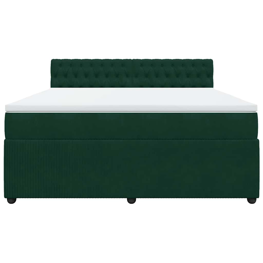 Giroletto a Molle con Materasso Verde Scuro 180x200 cm Velluto