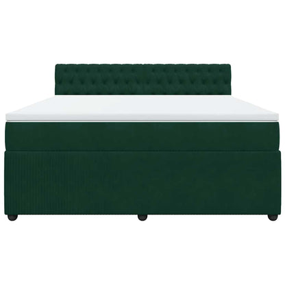 Giroletto a Molle con Materasso Verde Scuro 180x200 cm Velluto