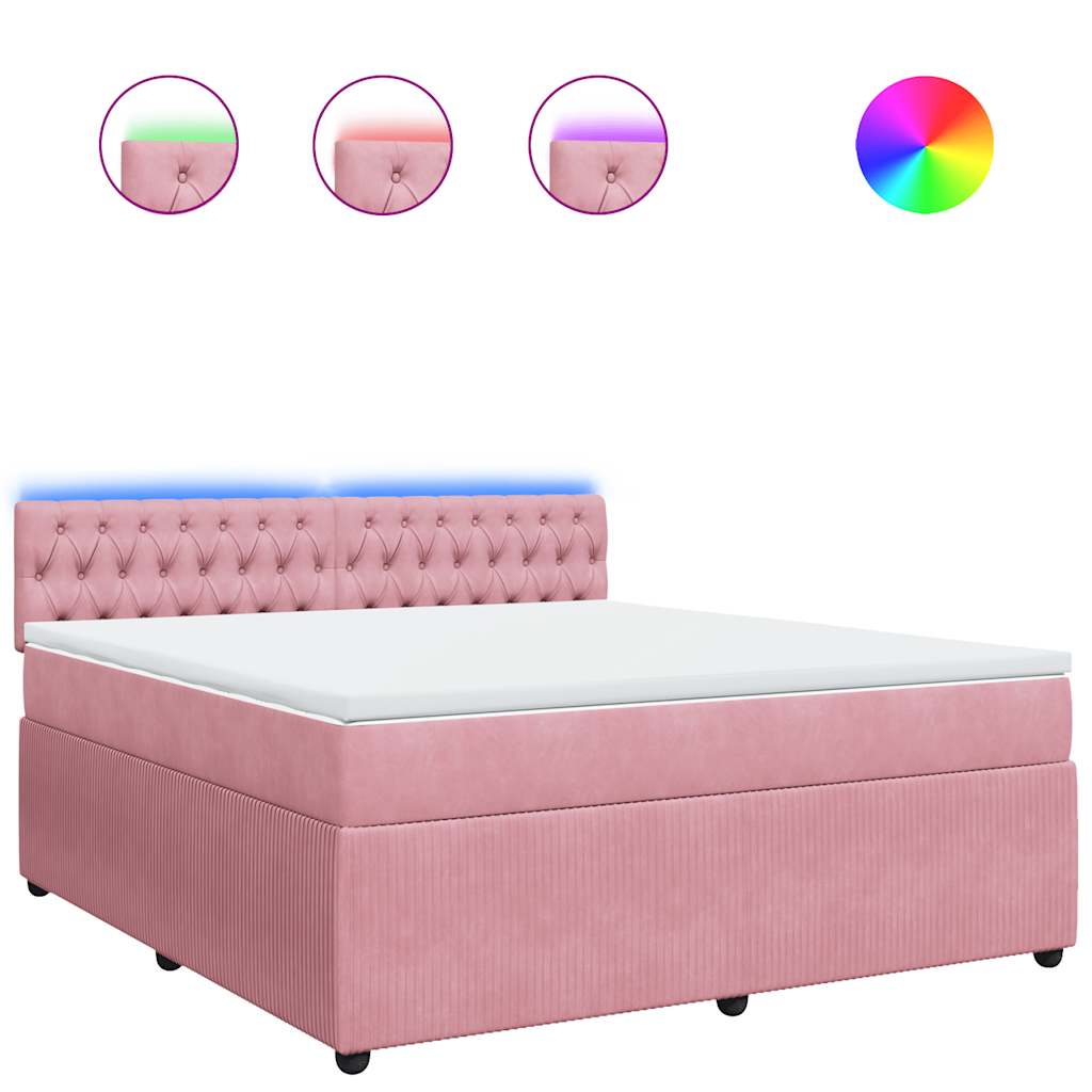 Giroletto a Molle con Materasso Rosa 180x200 cm in Velluto | homemem39