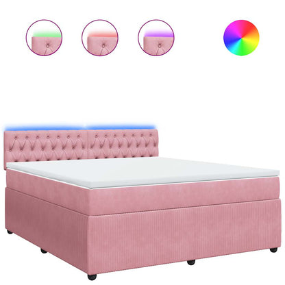 Giroletto a Molle con Materasso Rosa 180x200 cm in Velluto | homemem39
