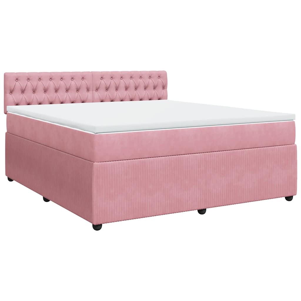 Giroletto a Molle con Materasso Rosa 180x200 cm in Velluto | homemem39