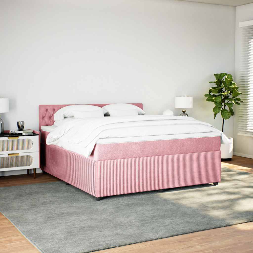 Giroletto a Molle con Materasso Rosa 180x200 cm in Velluto