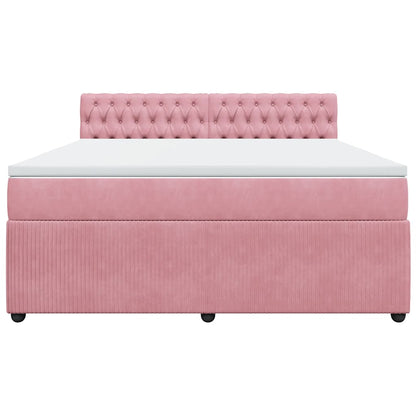 Giroletto a Molle con Materasso Rosa 180x200 cm in Velluto | homemem39