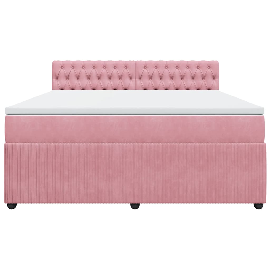 Giroletto a Molle con Materasso Rosa 180x200 cm in Velluto
