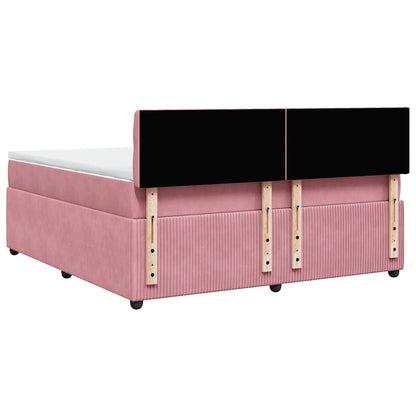 Giroletto a Molle con Materasso Rosa 180x200 cm in Velluto | homemem39