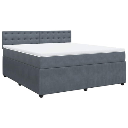 Giroletto a Molle con Materasso Grigio Scuro 180x200 cm Velluto